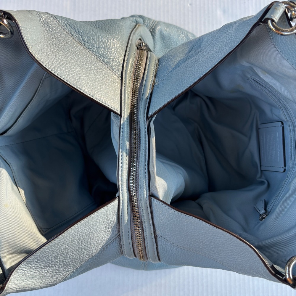 Coach‎ Lexy Shoulder Bag Light Blue Pebbled Leather Hobo F28997 - Picture 9 of 16
